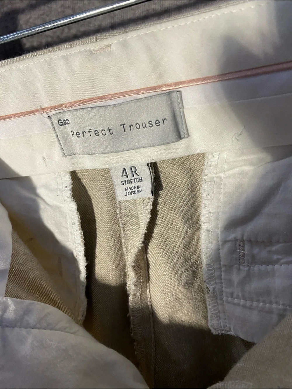 ⁠GAP Perfect Trouser Pants 4R Beige Tan Linen Blend Stretch Mid Rise Straight⁠